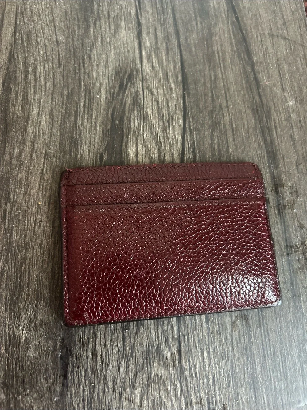 Gucci Burgundy Leather Card Holder with Gold-Tone Horsebit